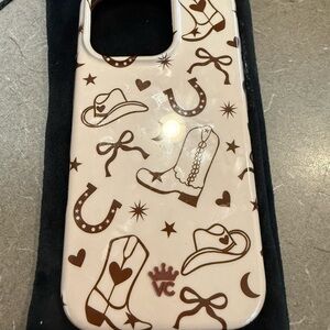 Velvet Caviar Western Theme Phone Case - Brown and Cream